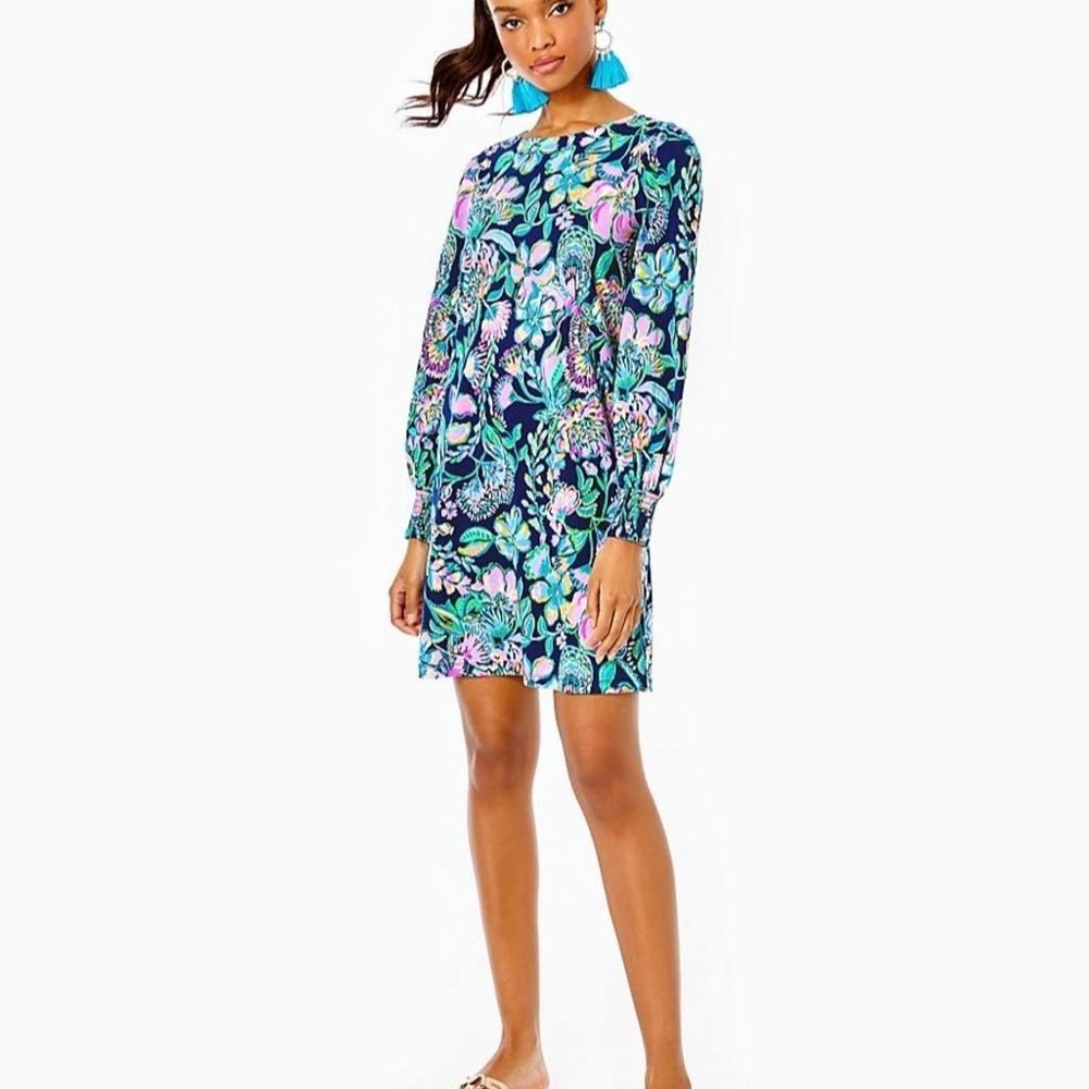 Lily Pulitzer Diann Cotton Dress L in High Tide